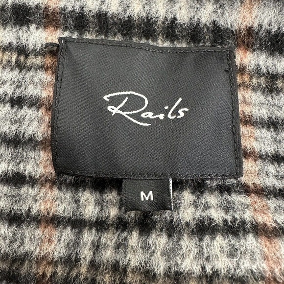 Rails Jaro Long Coat Womens Medium Onyx Taupe Plaid Wool Blend Oversized $425 - Picture 11 of 16